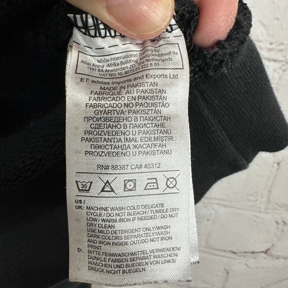 Adidas‎ Trefoil Big Logo Spell Out Black Crewneck Pullover Jumper Sweatshirt M - Picture 3 of 5